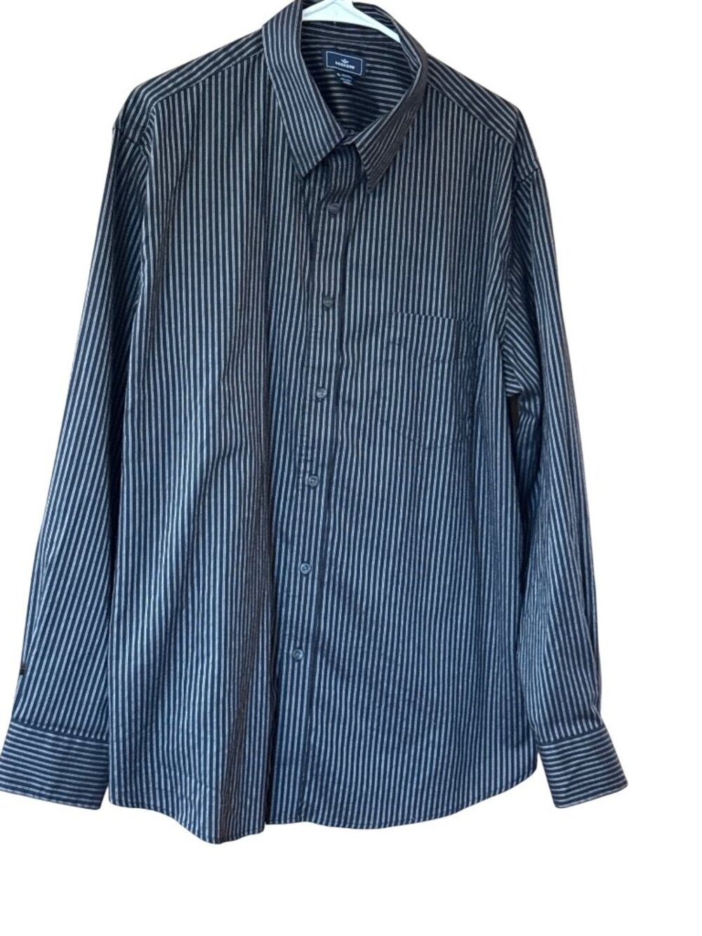 Dockers Mens XL Black Striped Long-Sleeve Button-Up Shirt 100% Cotton